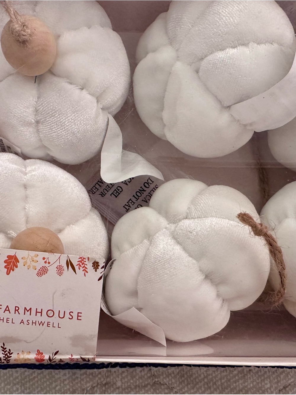 Rachel Ashwell The Farmhouse White Plush Pumpkins Bowl Filler Fall Decor Set NIB